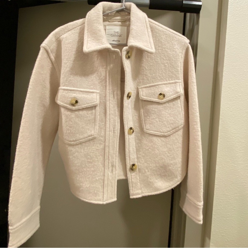 Aritzia Ganna Cropped Shirt Jacket XS Heather Bone